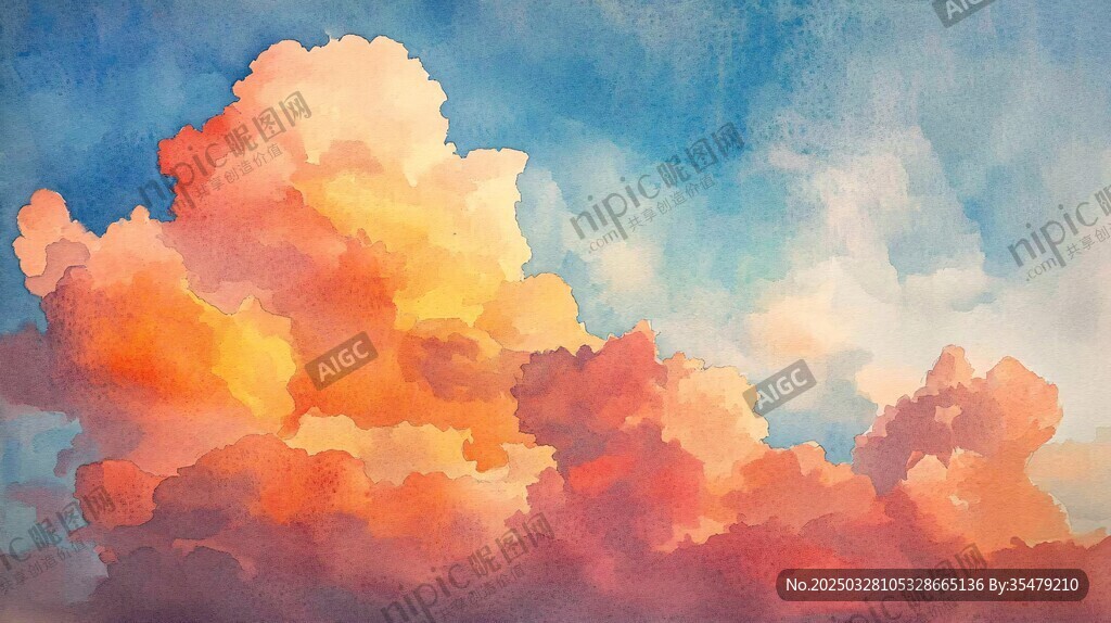梦幻绚烂天空中的多彩云朵