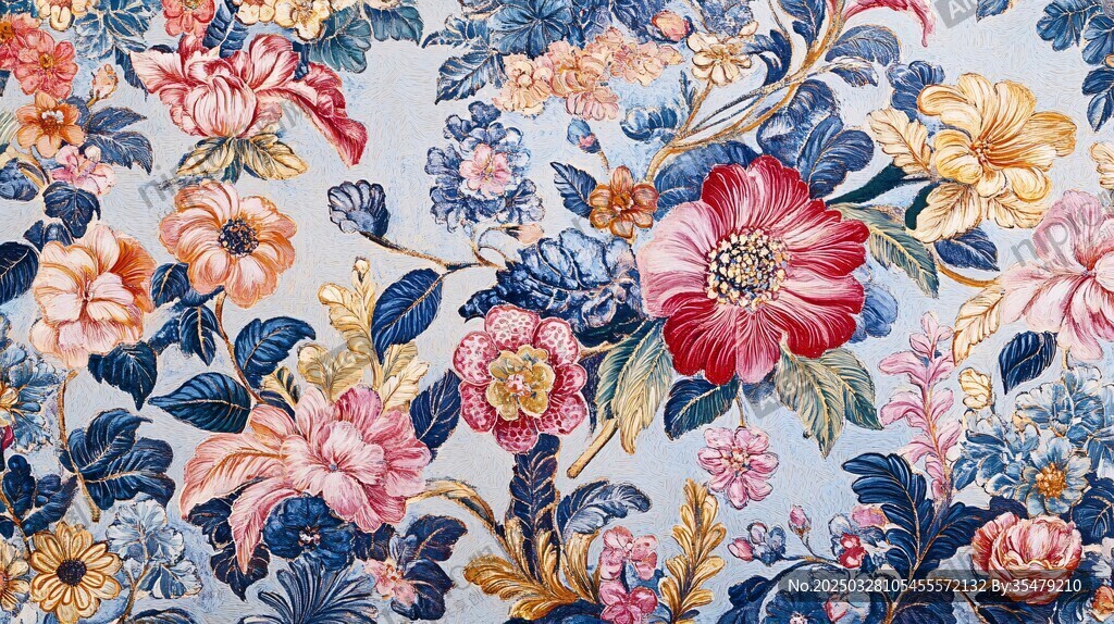 花卉图案布料的精美纹理