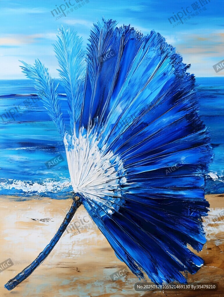 海边蓝扇艺术画