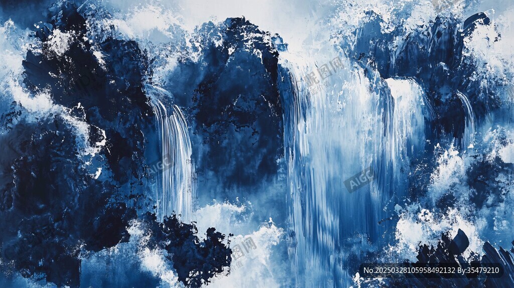 水墨风瀑布山林奇幻景象