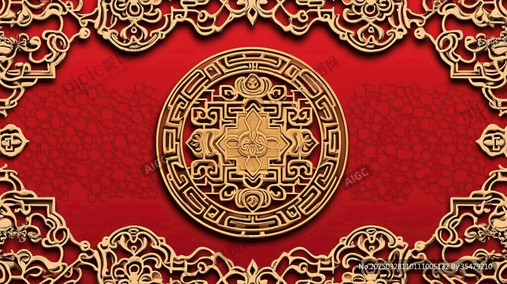 中式红金传统花纹装饰背景