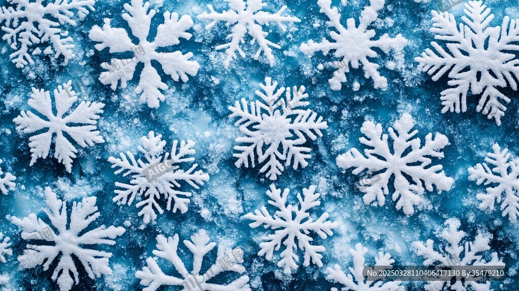 雪花纷飞的梦幻冰雪景象