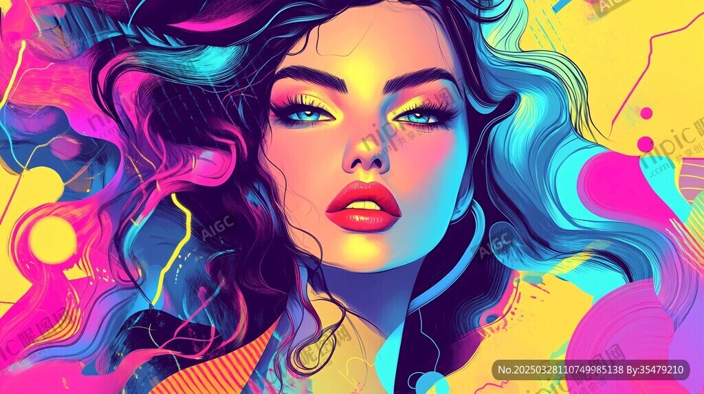 梦幻炫彩的潮流时尚女性