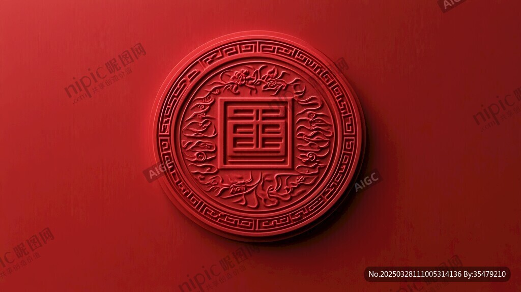 红色国潮印章图案设计
