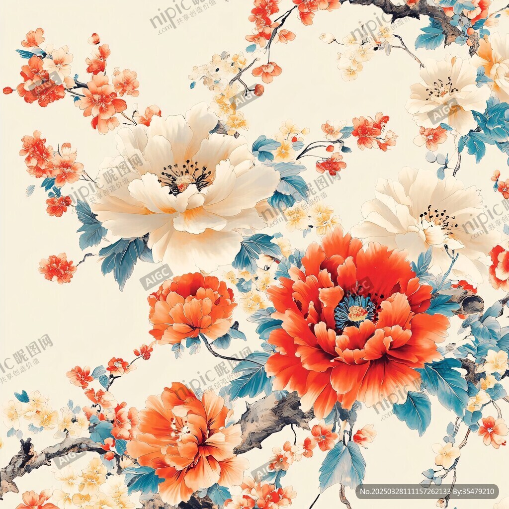 中式繁花图