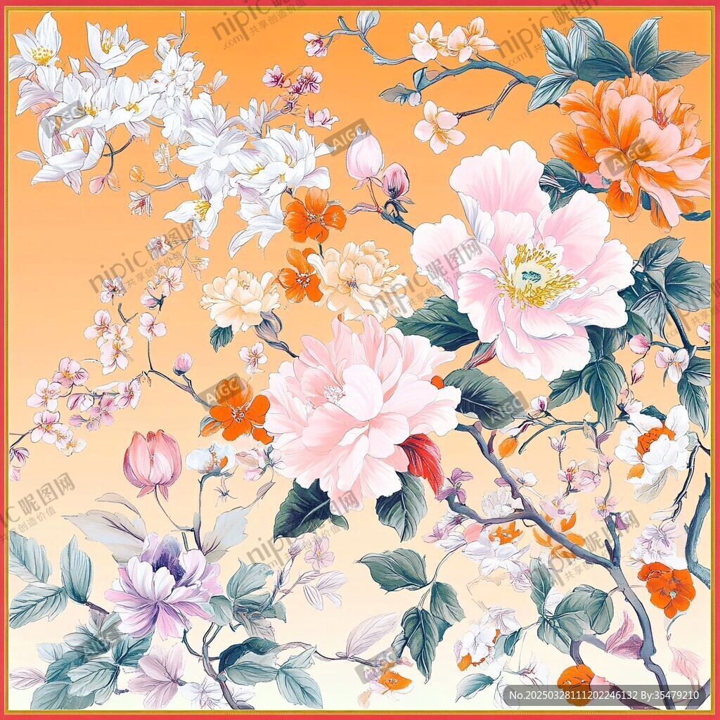 春日繁花锦簇中式花卉图