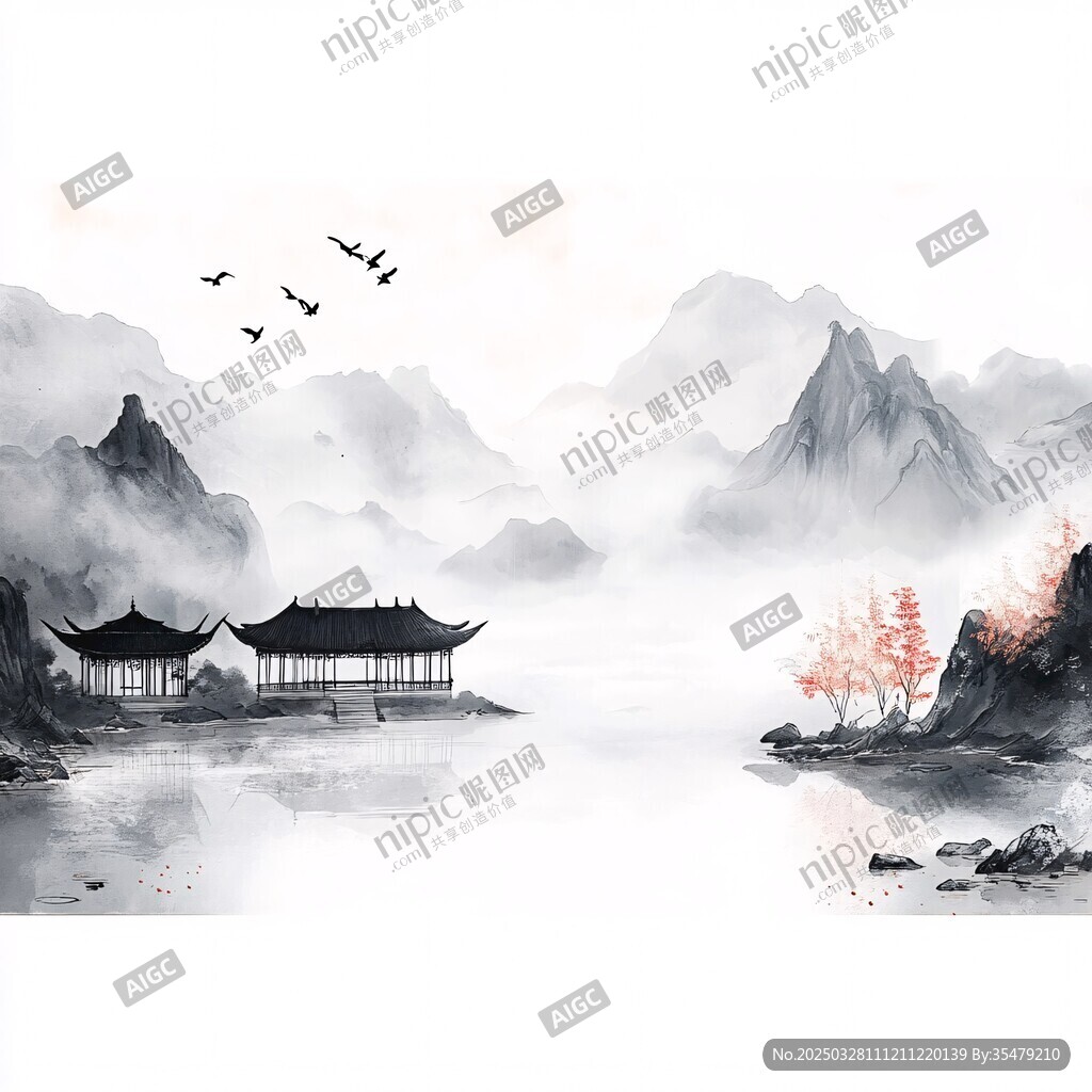 水墨山水间的古韵景致