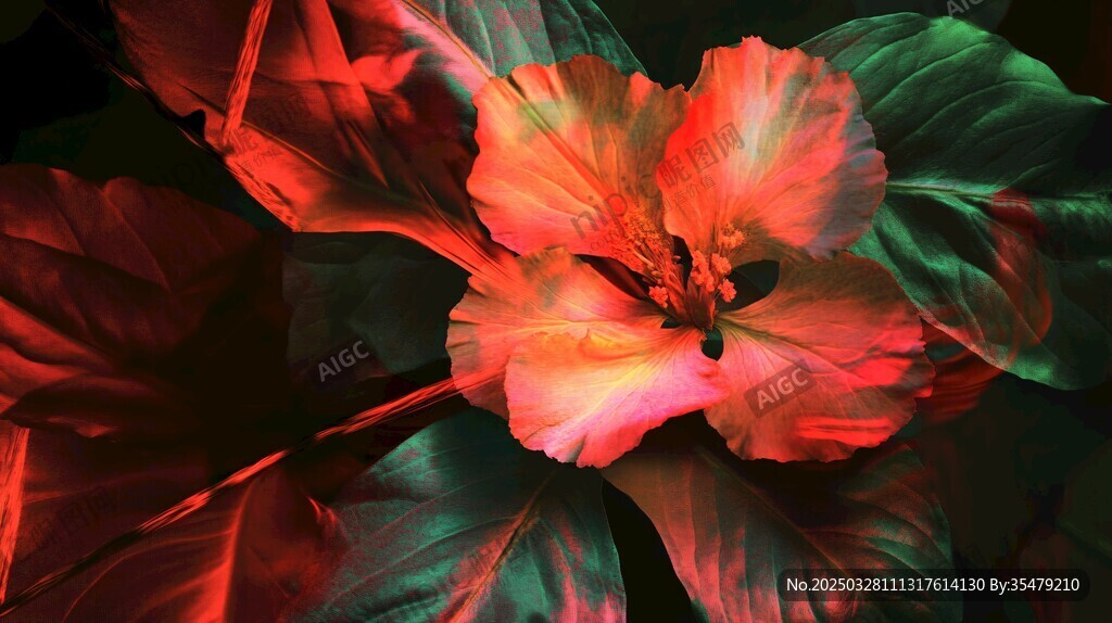 梦幻红芙蓉绽放