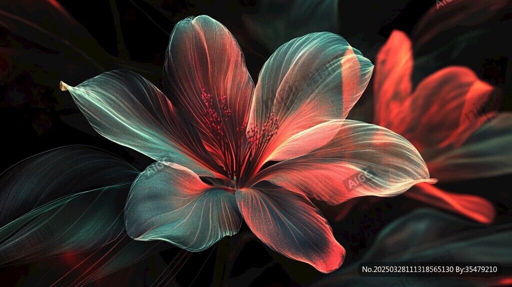 梦幻炫彩花朵抽象艺术图