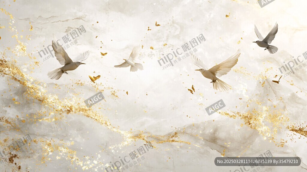 飞鸟翔于金白梦幻之境
