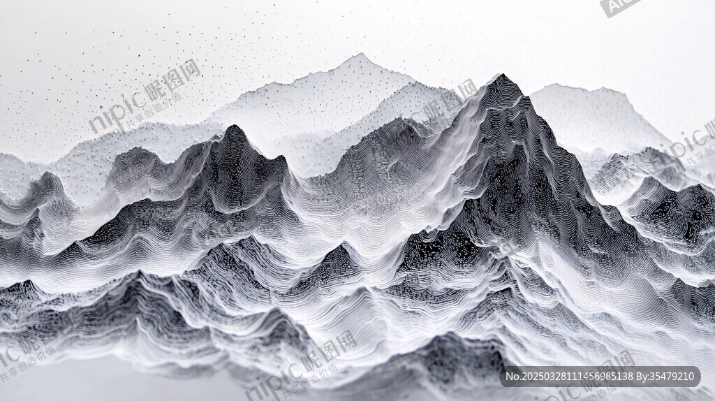 水墨山峦意境图