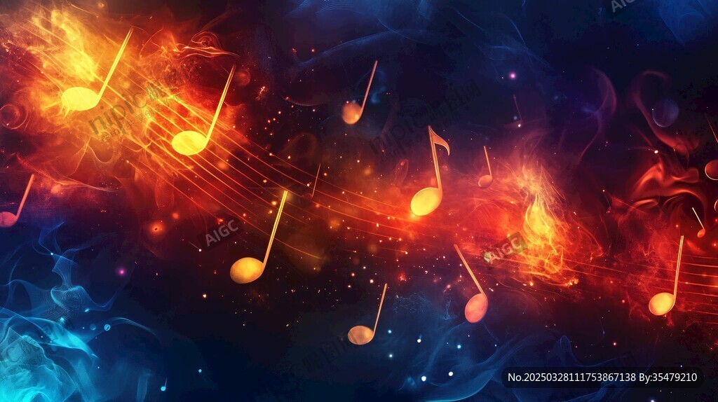 梦幻炫彩音乐音符背景图