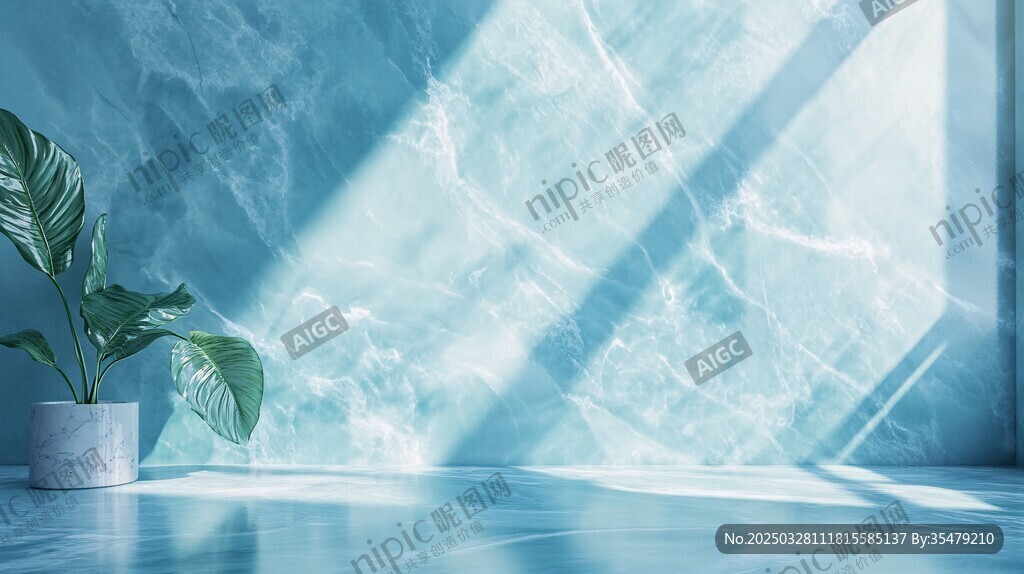 蓝调空间绿植光影艺术
