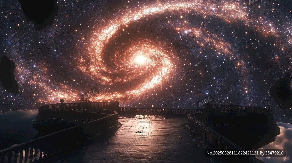 梦幻星河下的静谧栈桥