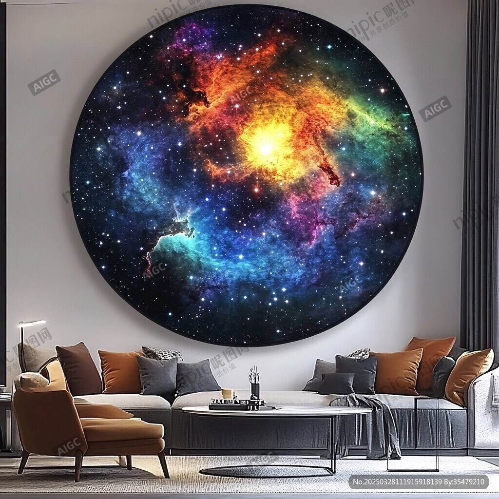 梦幻星空装饰画点亮客厅