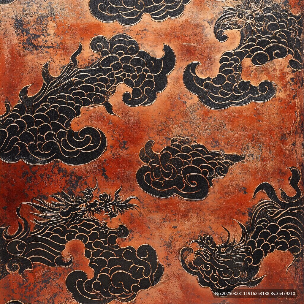 古典龙云纹复古装饰图案