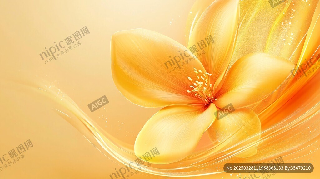 金色梦幻花朵唯美背景图