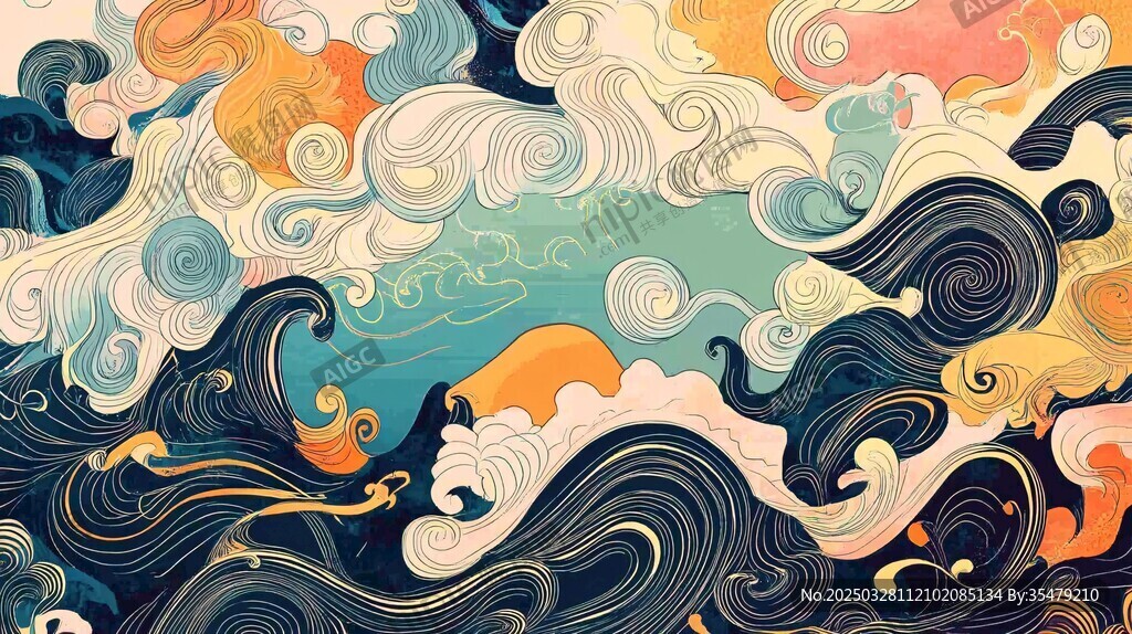 海浪涌动的梦幻艺术图景
