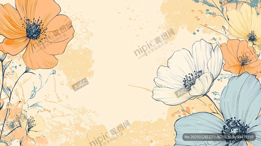 手绘花卉背景图