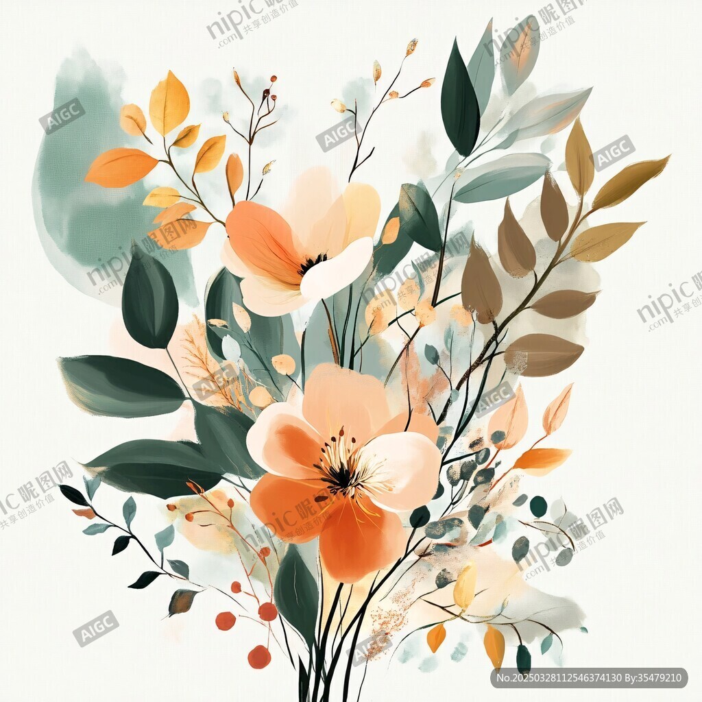 手绘清新花卉插画作品