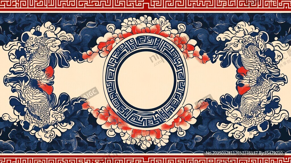 中式双龙戏珠传统图案