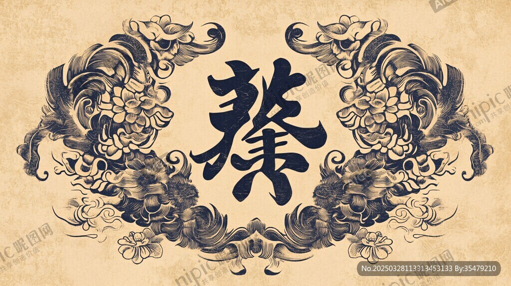中式龚姓图腾古风设计