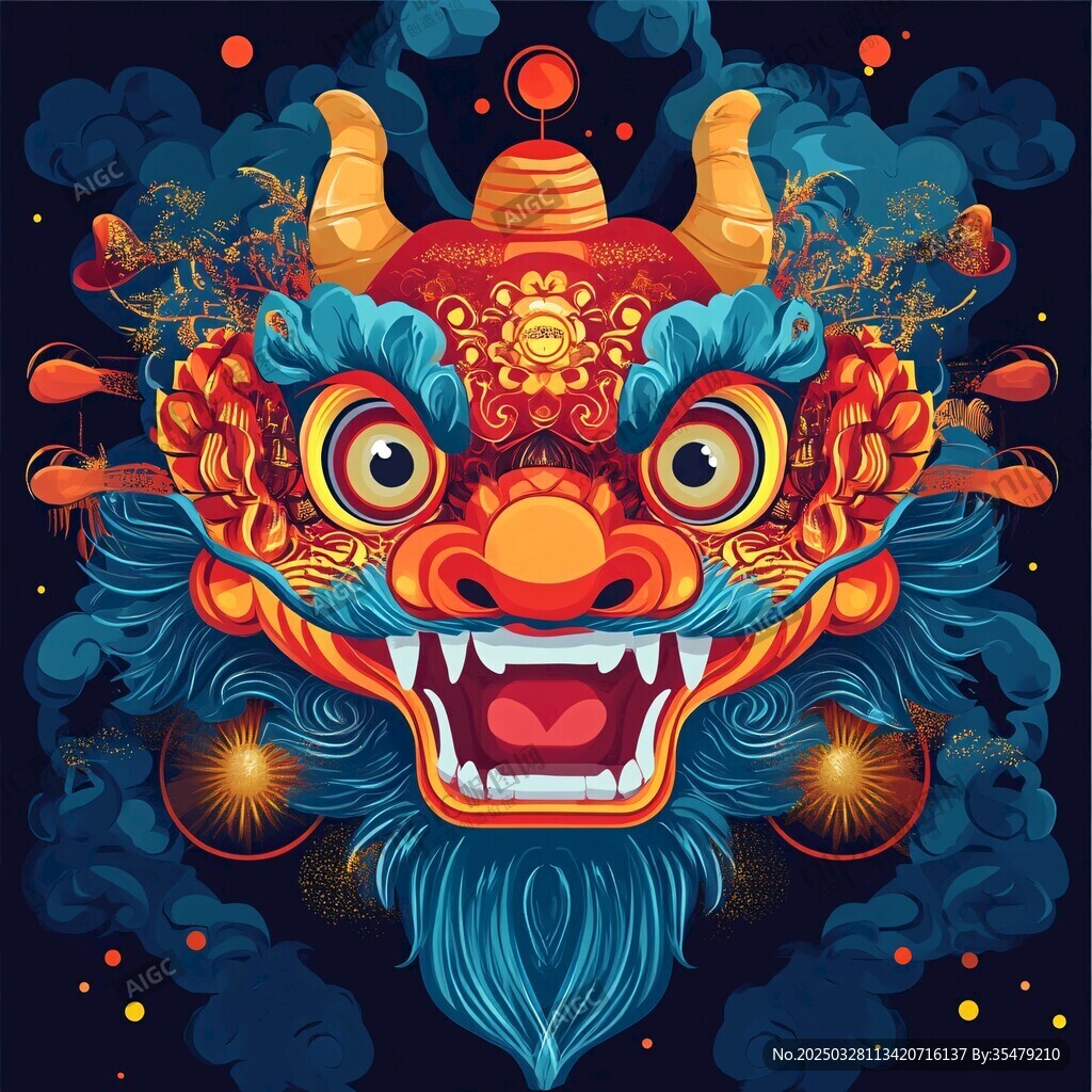 龙年祥瑞龙首插画