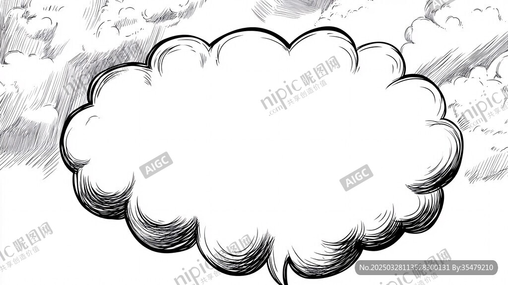 手绘云朵边框空白插画