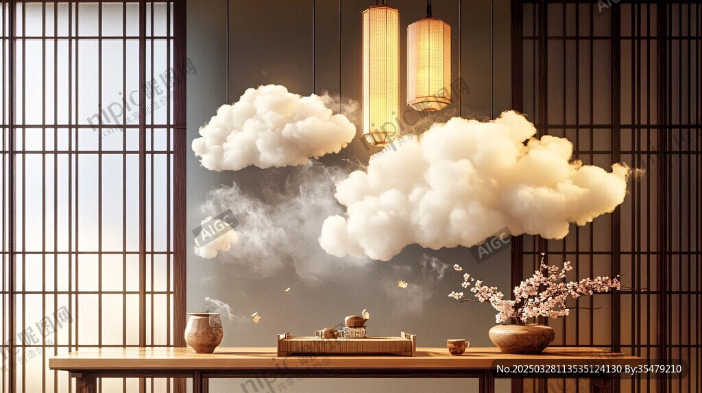 中式茶室云雾缭绕意境美