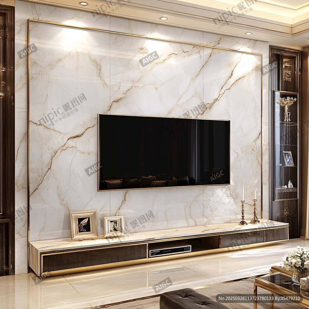 奢华大理石电视背景墙设计