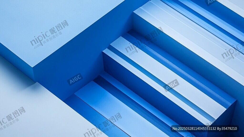 蓝色立体几何结构图案