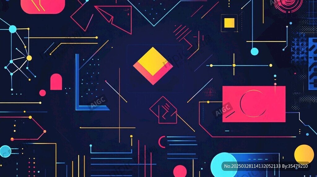 绚丽几何线条抽象科技图案