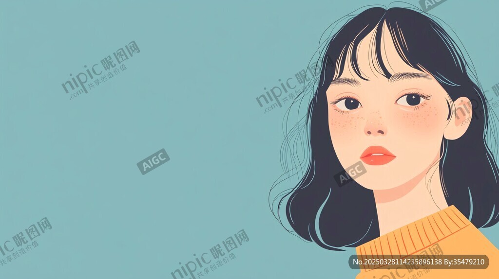 简约风女孩插画形象