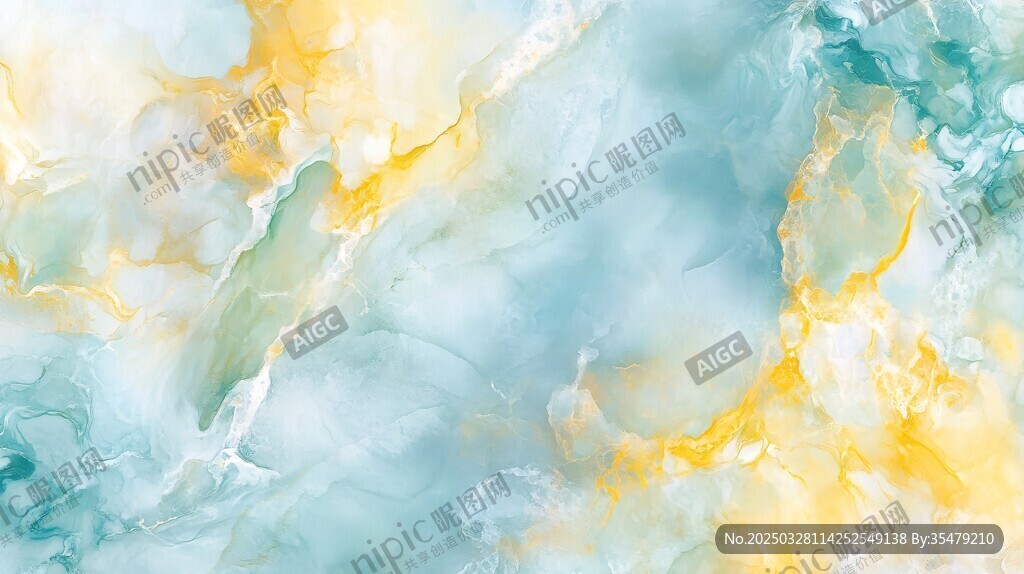 梦幻蓝黄交融流体艺术纹理