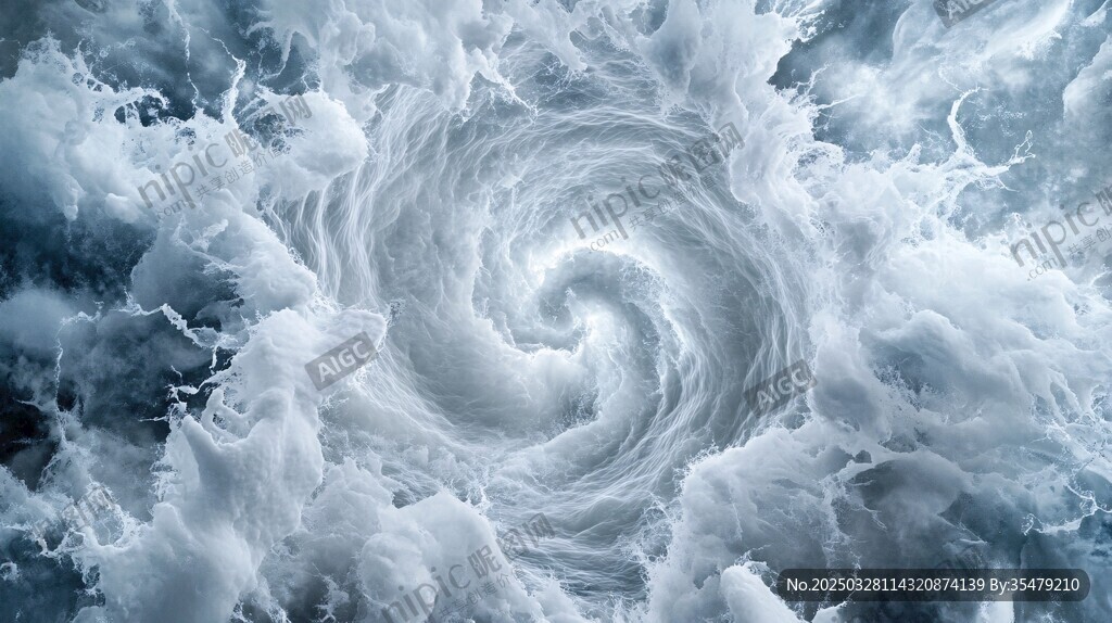 汹涌漩涡海浪壮丽景象