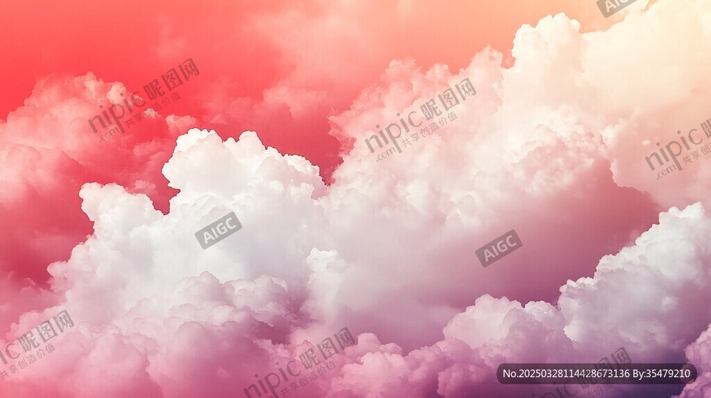 梦幻粉色天空中的云朵