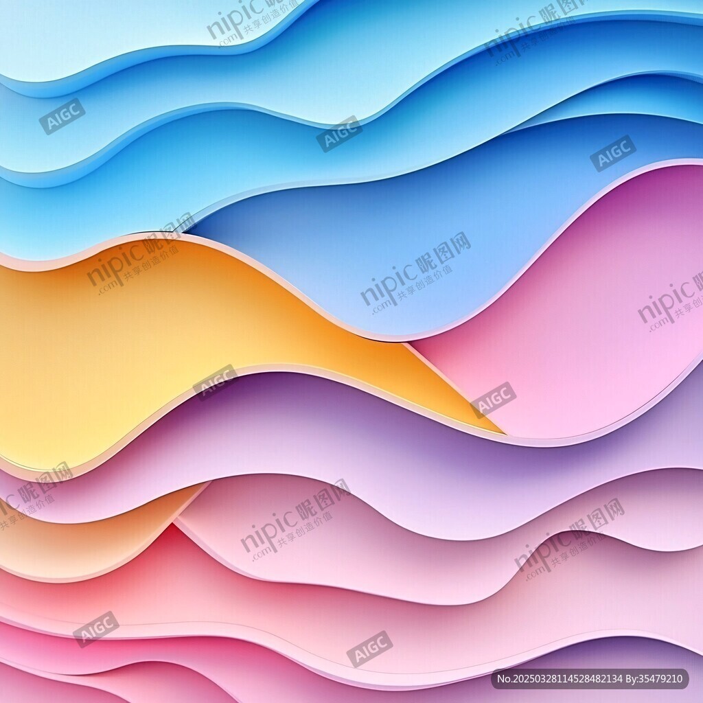 多彩波浪立体纸艺背景图