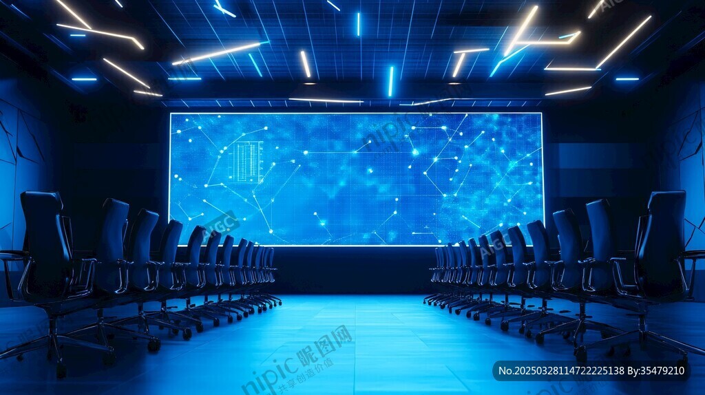 科技感会议室的未来场景