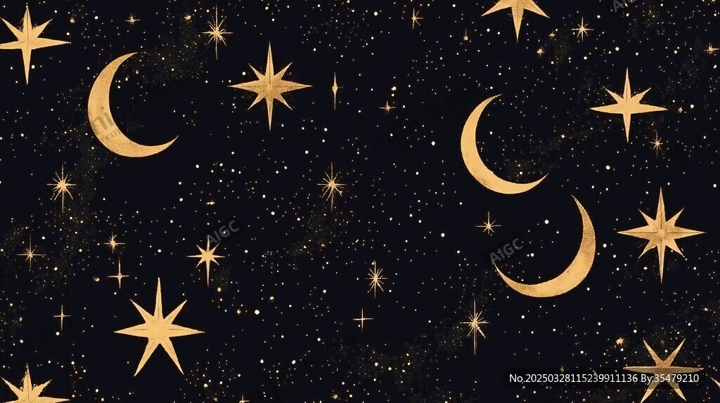 金色星月夜空背景图案