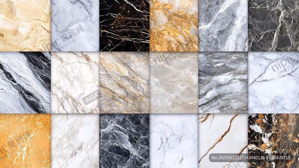 多样大理石纹理瓷砖展示