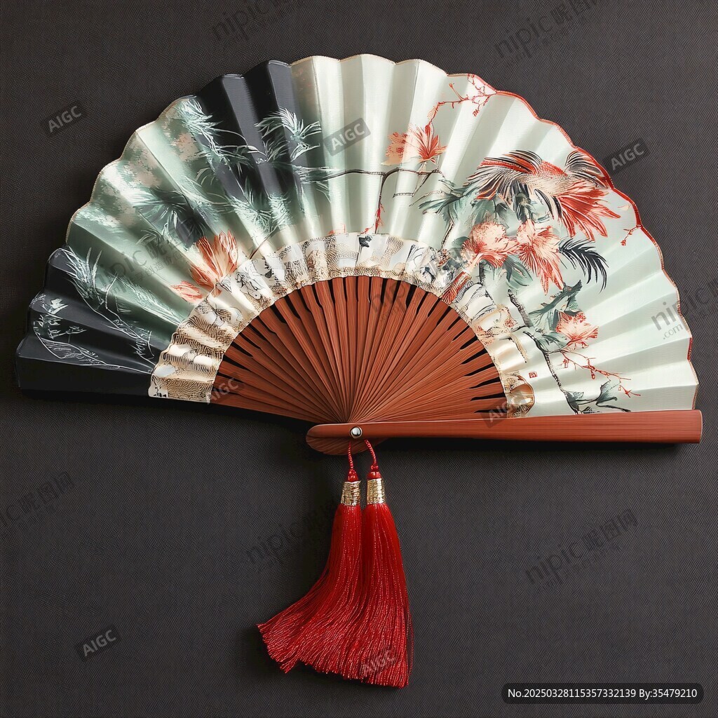 古风折扇 雅致花鸟绘饰
