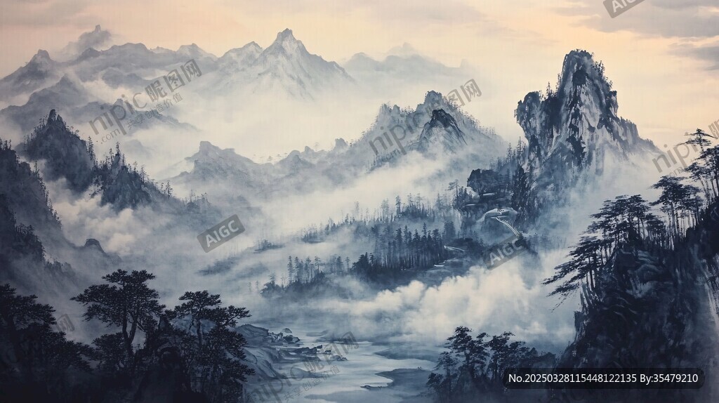 水墨山水间 云雾绕奇峰