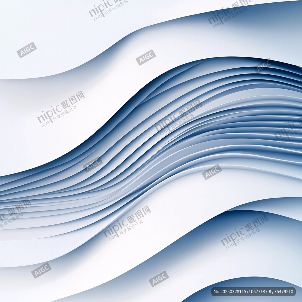 蓝白波浪抽象背景图案