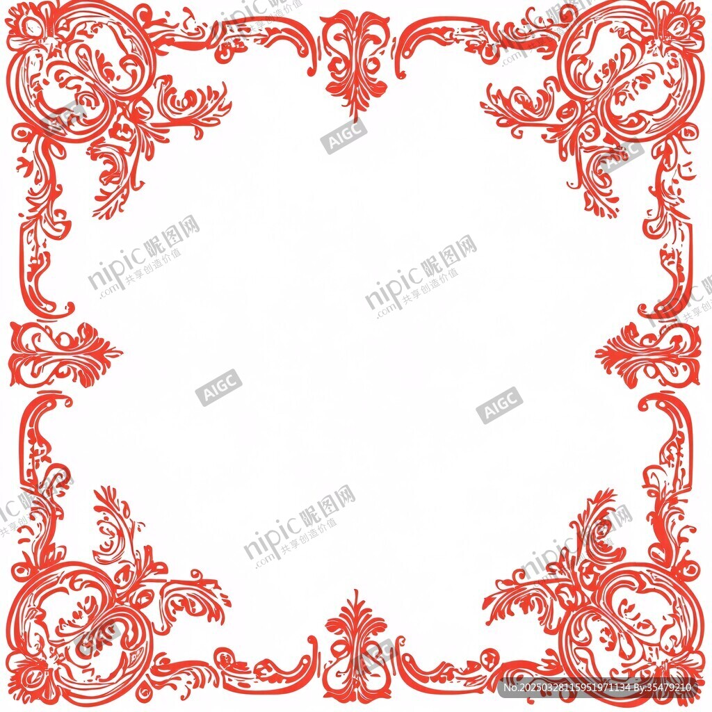 红色复古花纹边框图案