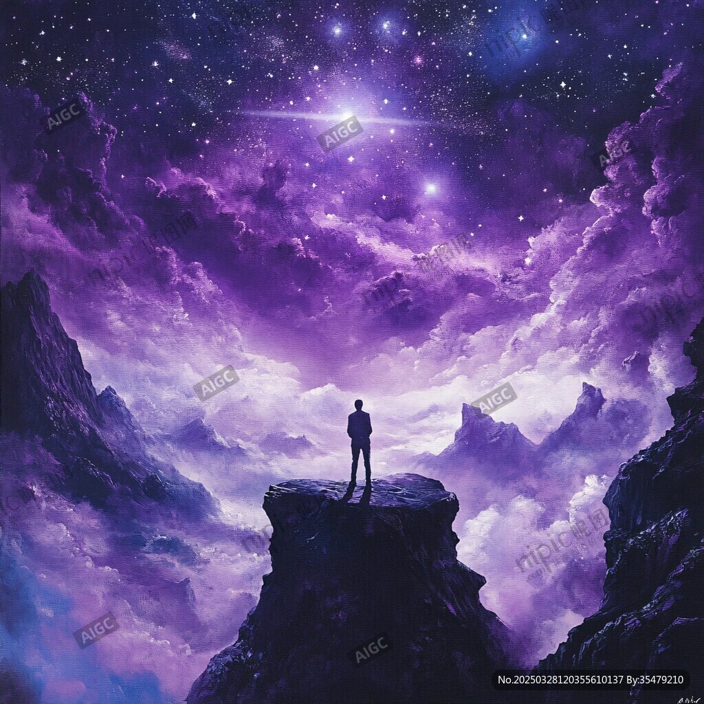 一人独赏梦幻星空云海