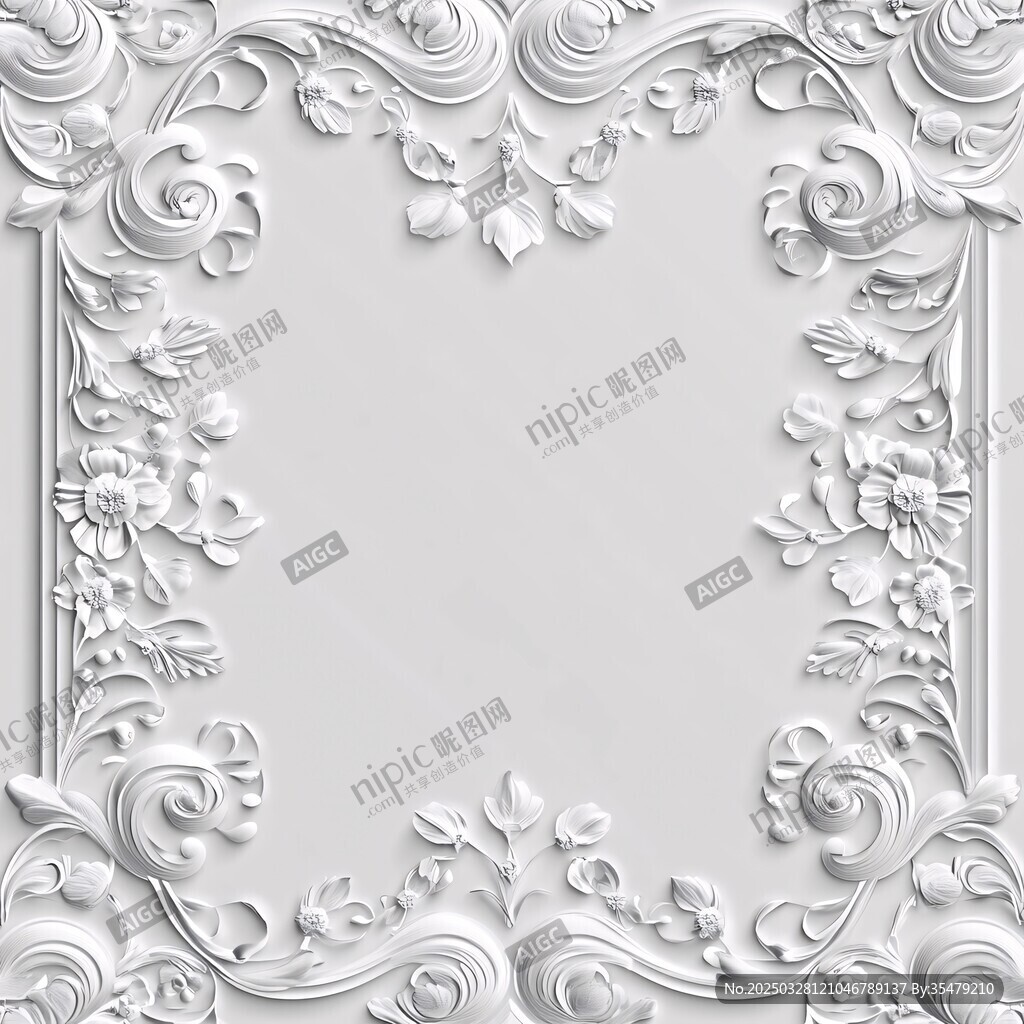 白色雕花装饰边框图案