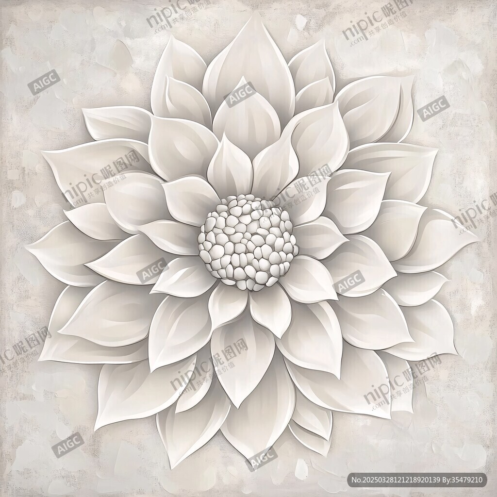 白色立体花朵装饰图案