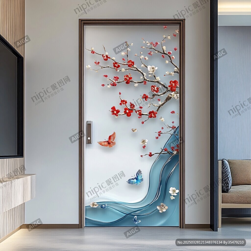 中式梅花蝴蝶艺术装饰门