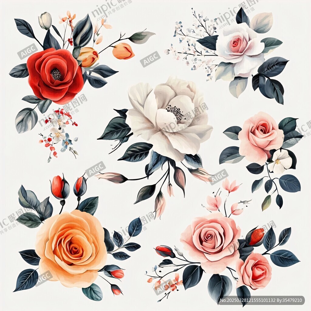 多彩花卉插画素材集合