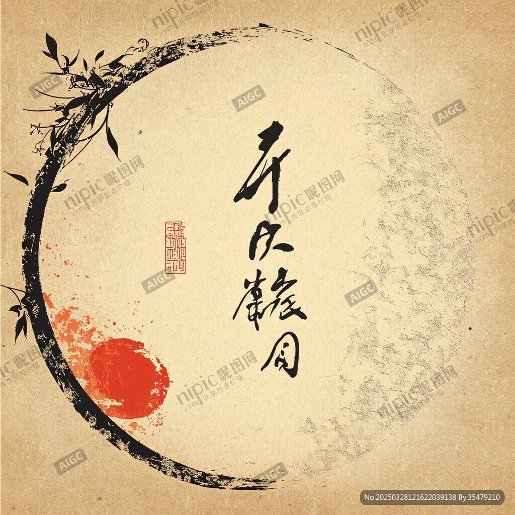 中秋月夜书法艺术图景